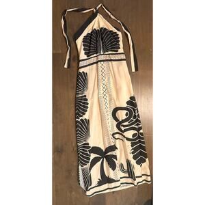 Cute Maxi Seashell Dress Linen Med farm rio inspired